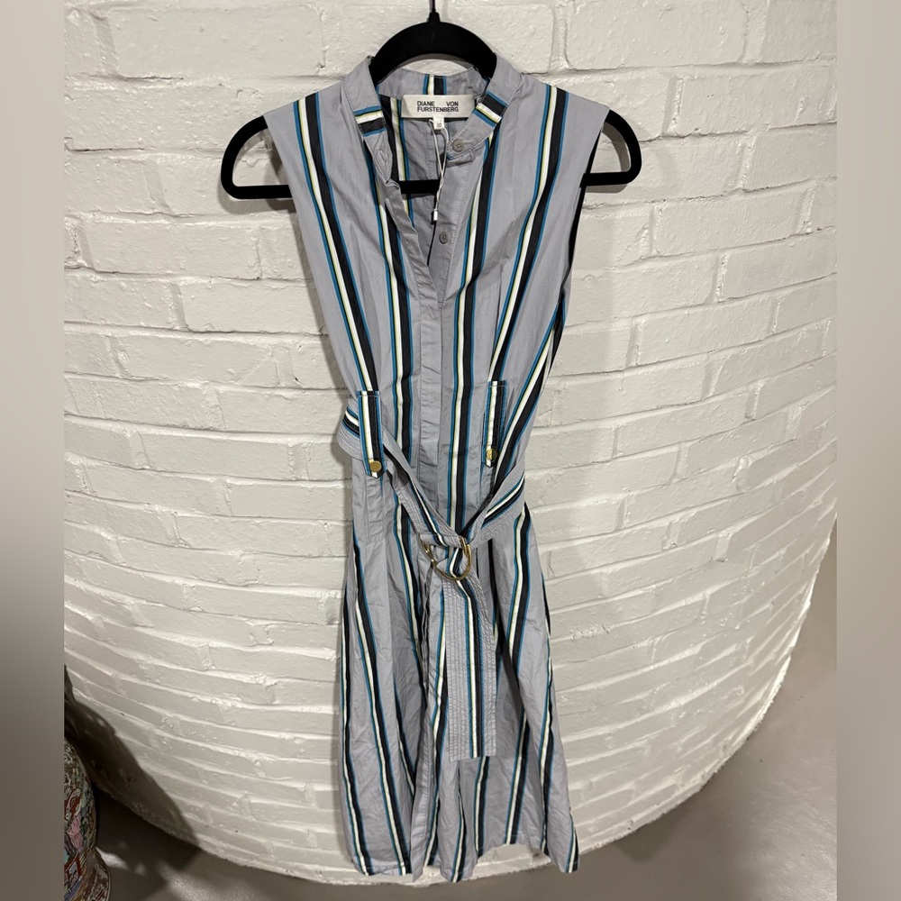 NWOT Diane Von Furstenberg Striped Belted Dress